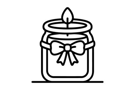 Scented candle icon with a decorative bow. Minimalist vector illustration of a wax jar.