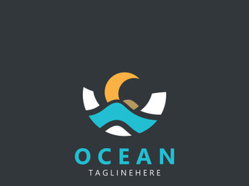 Minimalist ocean logo design with a round shape, ocean beach, sea water, simple, unique and modern preview picture