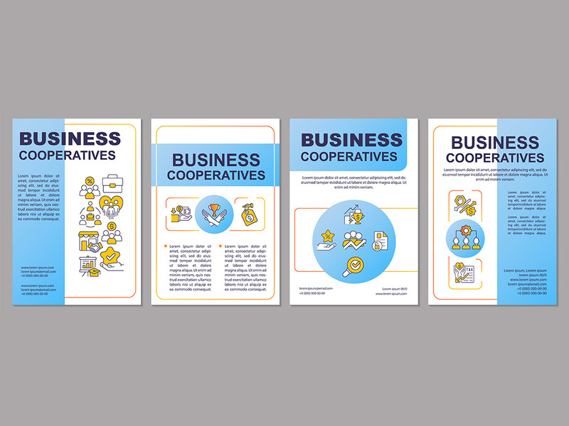 Cooperatives in business blue brochure template