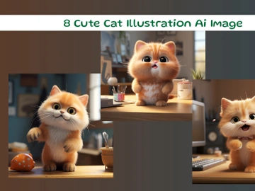 Crazy Cat Illustration Ai Image preview picture