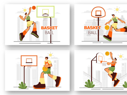 9 Playing Basketball Illustration