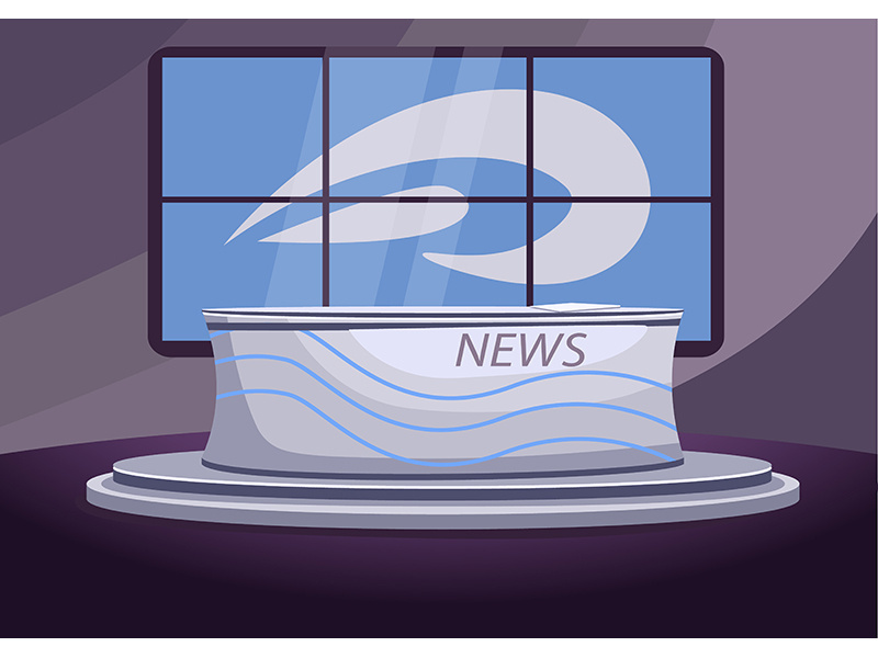 News studio flat color vector illustration