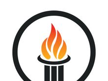 Burning Torch Fire Flame with Pillar column logo design