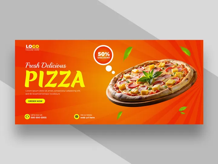 Food Menu and Delicious Pizza Facebook Cover Ver-2