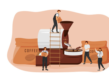 Roasting coffee beans flat concept vector illustration preview picture