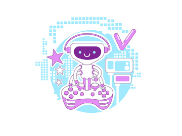 Video game bot thin line concept vector illustration preview picture