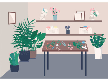 Florist studio flat color vector illustration preview picture