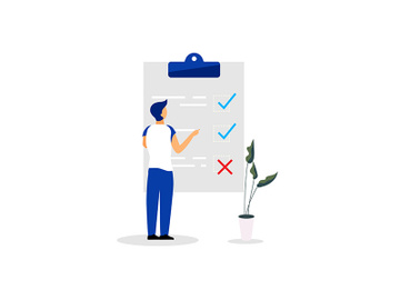 Man, manager, male at checklist flat vector illustration preview picture