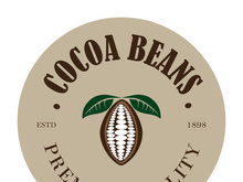 cocoa logo,cocoa bean,cocoa tree,cocoa branches and leaves,chocolate mix on white background,vintage,modern,simple,minimalist icon illustration template design vector