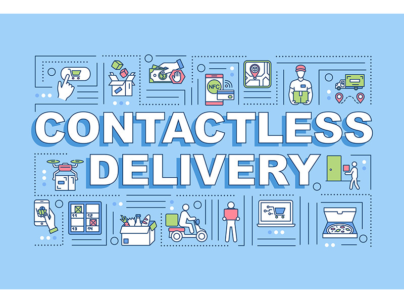Contactless delivery word concepts banner
