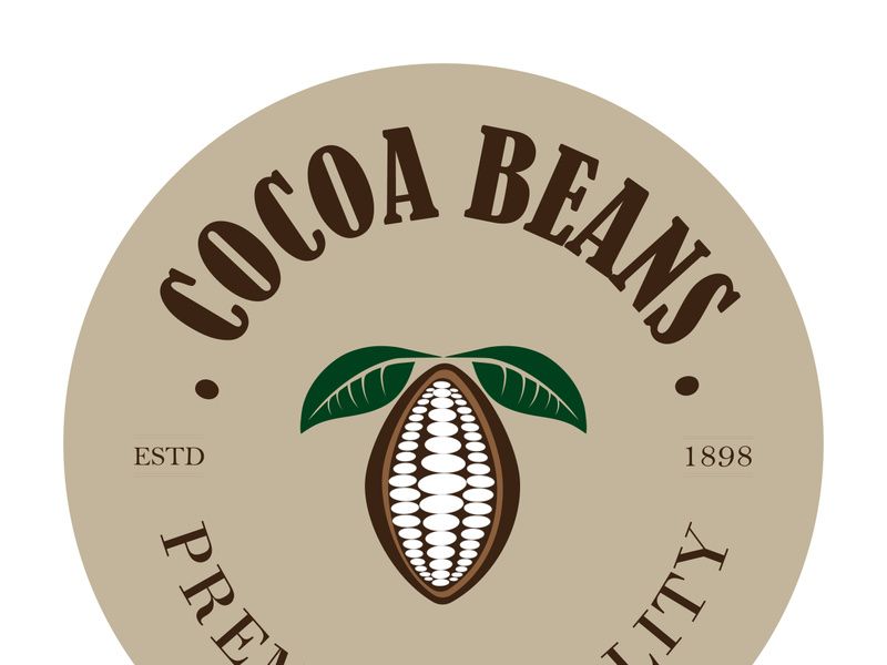 cocoa logo,cocoa bean,cocoa tree,cocoa branches and leaves,chocolate mix on white background,vintage,modern,simple,minimalist icon illustration template design vector