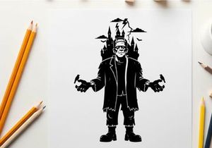 Silhouette of a man with birds and castle background