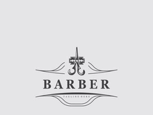 Barber vintage retro element badge or emblem on white background