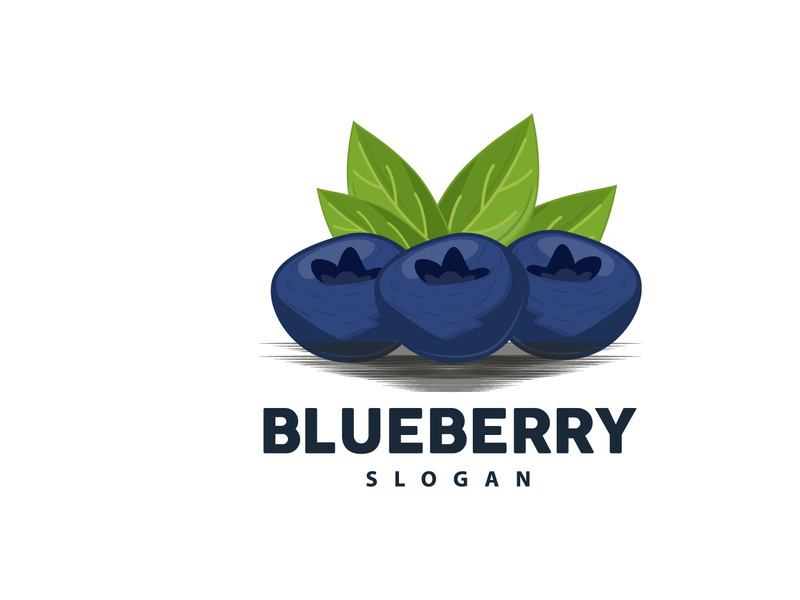 Blueberry Logo, Garden Farm Fresh Fruit Vector, Elegant Simple Design