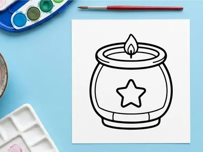 Ícone de vela de Halloween com estrela. Ilustração vetorial de uma vela votiva acesa para decoração de feriado.