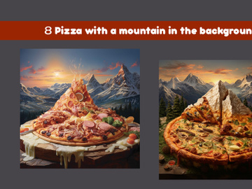 Pizza with a mountain in the background preview picture
