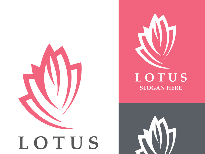 Floral Lotus line art beauty simple and modern logo template vector