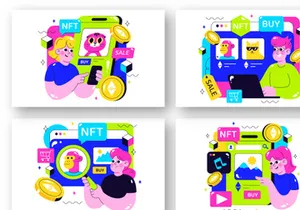 10 NFT Non Fungible Token Vector Illustration