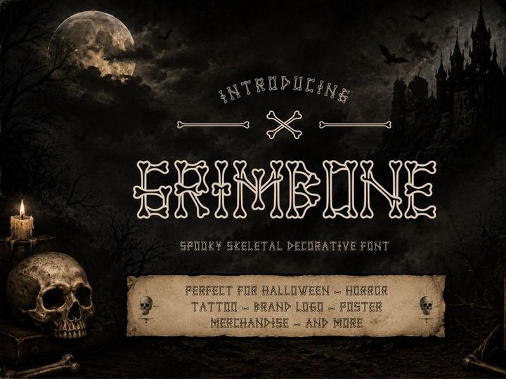 GRIMBONE – Spooky Skeletal Decorative Font