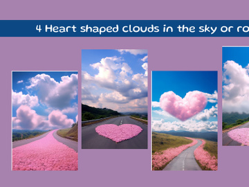 Heart shaped clouds in the sky or road preview picture