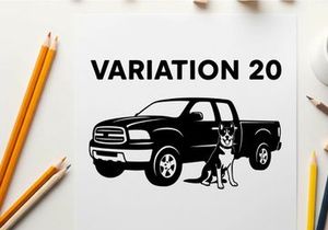 Silhouette of a pickup truck with a dog variation 20