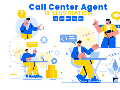 18 Call Center Agent Illustration