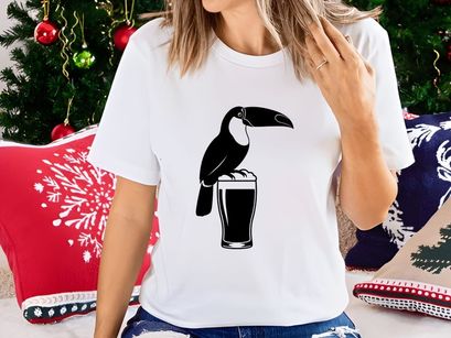 Toucan Perched on Beer Mug Silhouette