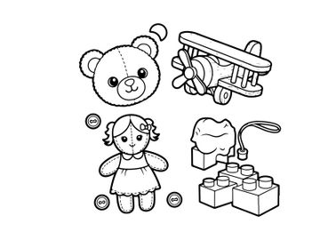 Cute teddy bear and toys vector illustration flat design preview picture