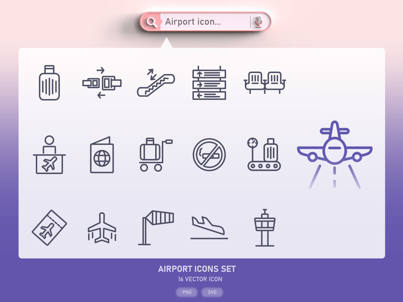 Airport and travel icon set
