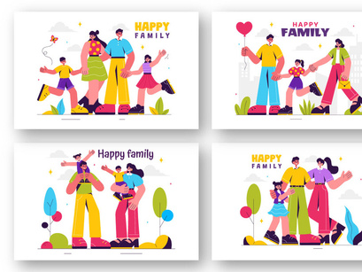 9 Happy Family Illustration