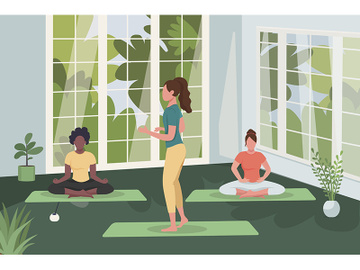 Meditation class flat color vector illustration preview picture