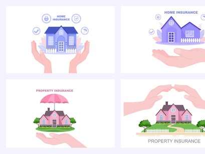 6 Property Insurance Flat Design Illustration