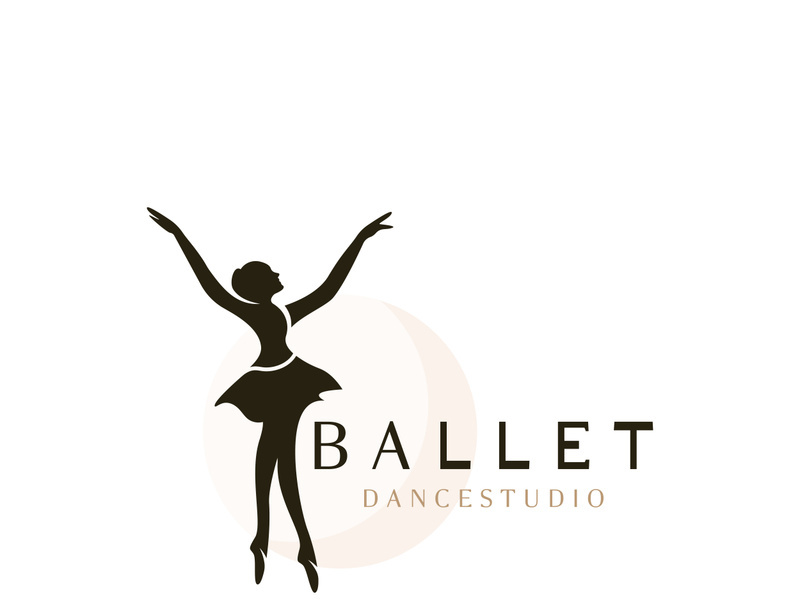 Ballet Dance studio logo design. Silhouette of a girl Dancing class abstract figure illustration