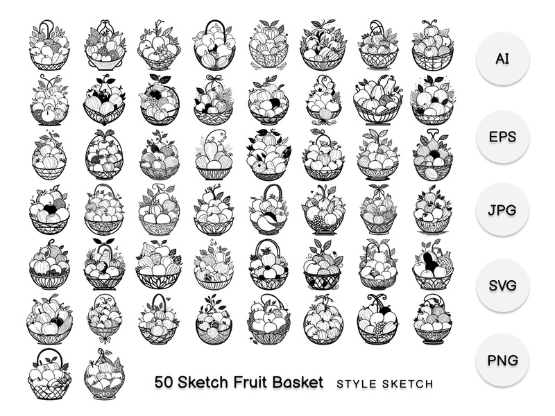 Sketch Fruit Basket Element Black