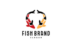 Koi Fish Logo Design, Ornamental Fish Vector