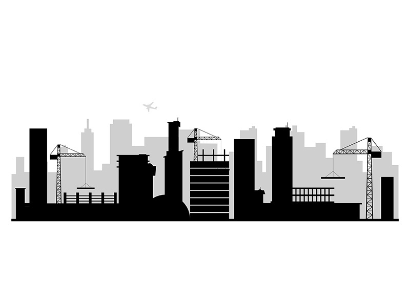 Construction site black silhouette vector illustration