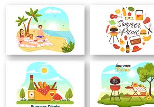 15 Summer Holiday Picnic Illustration