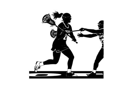Lacrosse players in action silhouette
