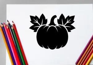 Silhoueta de una calabaza con hojas y tallo para otoño o Halloween