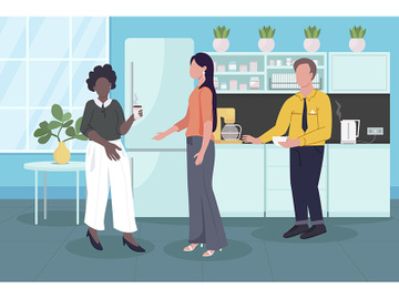 Coffee break at work flat color vector illustration preview picture