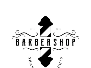 Barbershop logo vintage, retro, haircut, shaving, with scissors, shaving pole, comb, razor. for business, emblems, labels, barber shops, badges. preview picture