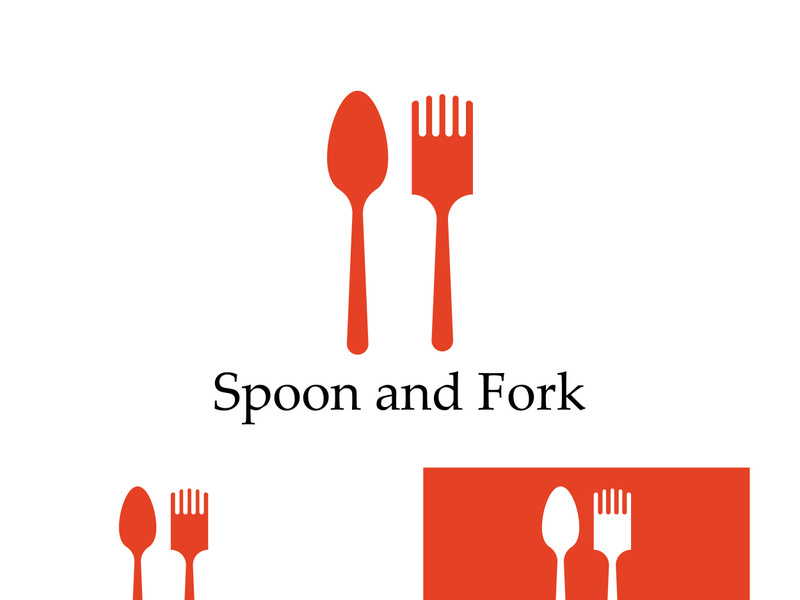 Creative spoon and fork logo.
