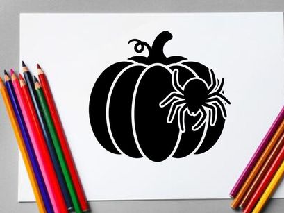 Black and White Pumpkin with Spider for Halloween Decor