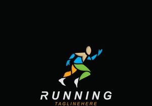 Running sport athlete logo design concept illustration template