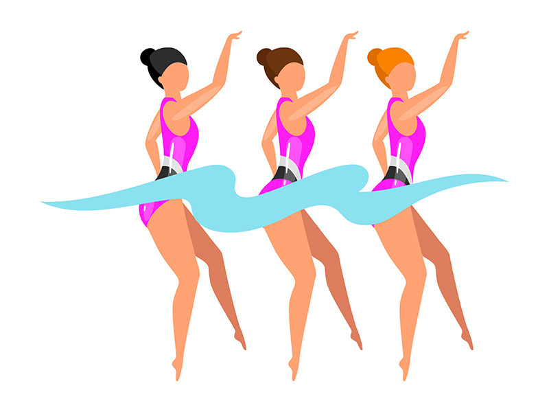 Synchronized swimming flat vector illustration
