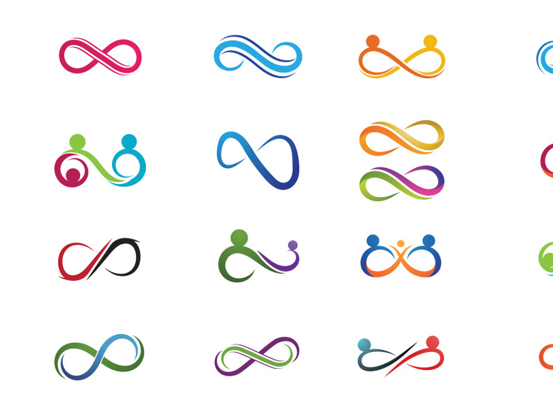 Infinity line people logo vector family