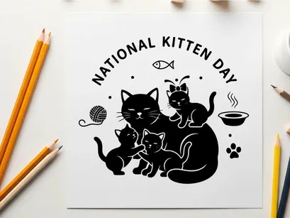 National Kitten Day Family Cats Vector