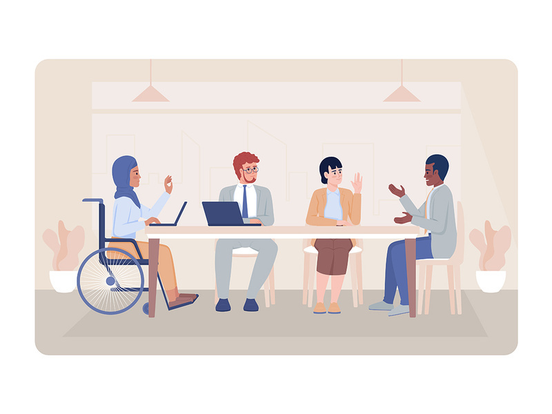 Business meeting 2D vector isolated illustration