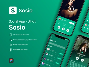 Sosio - Social Application Mobile UI Kit preview picture