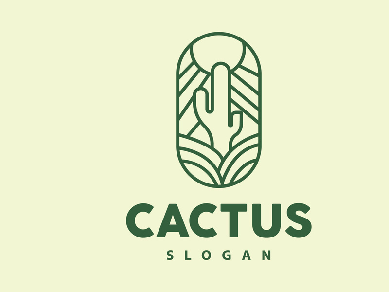 Cactus Logo, Desert Green Plant Vector